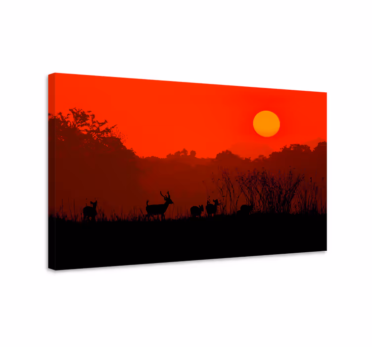 Quadro com veados ao pôr do sol - TenStickers