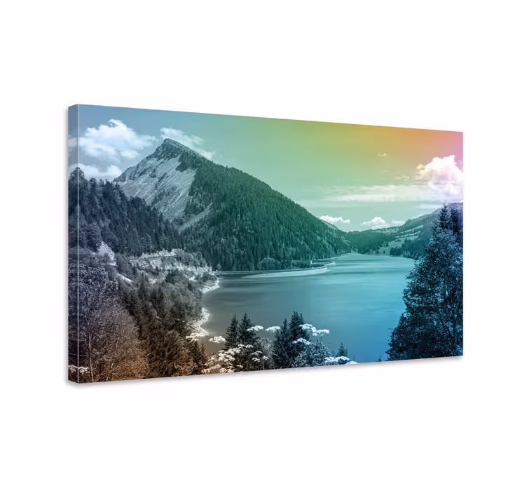 Quadro de paisagem vista do lago montanhoso - TenStickers