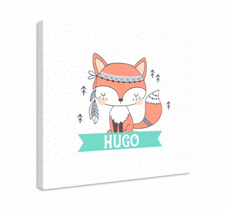 Quadro para bebê Raposa étnica com nome - TenStickers