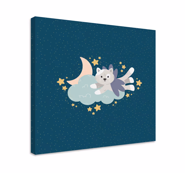 Quadro para bebê Gato e lua - TenStickers