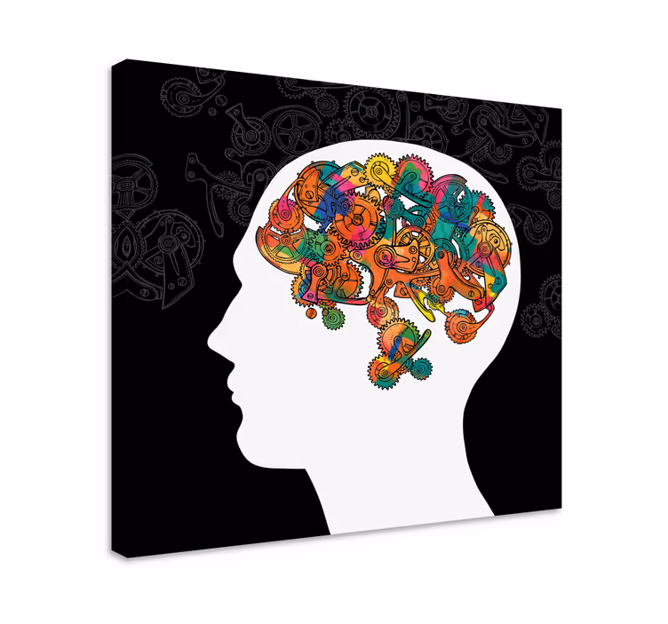 Quadro decorativo abstrato cérebro mecânico colorido - TenStickers