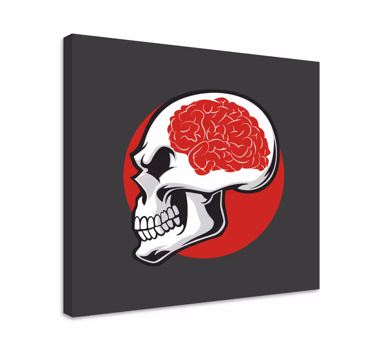 Quadro moderno Caveira vermelha com cérebro - TenStickers
