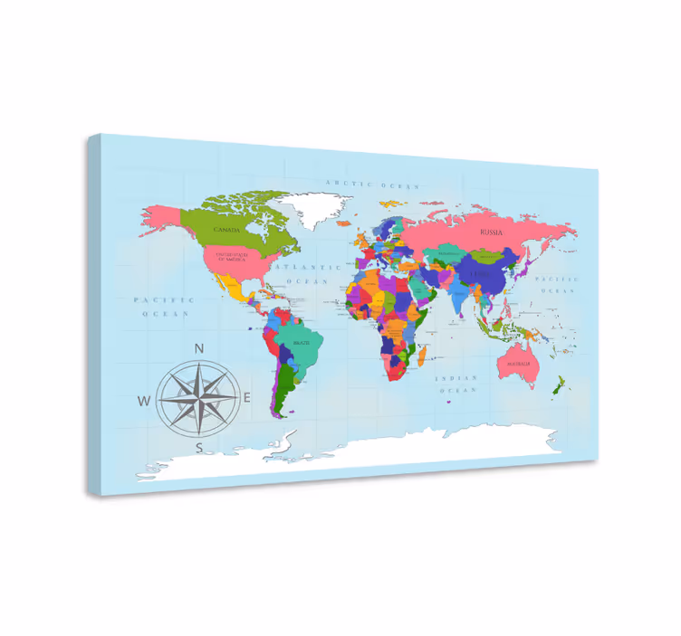 Quadro mapa mundi Mapa do mundo azul - TenStickers