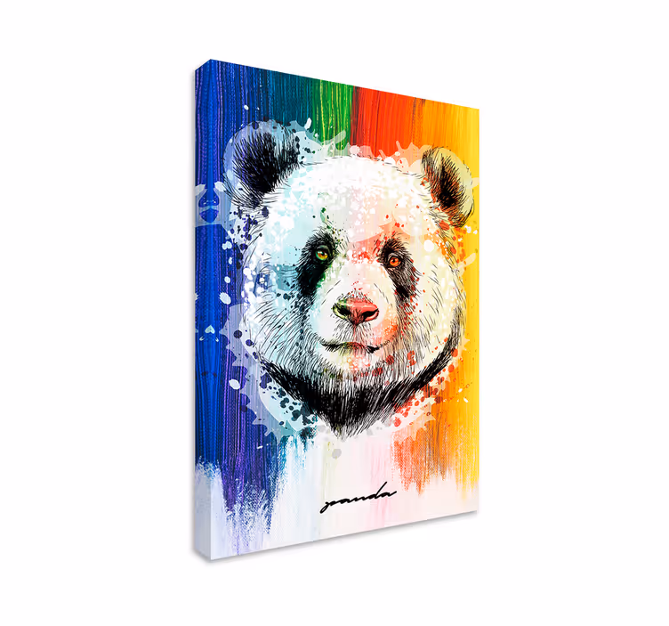 Quadro animais retrato colorido de panda - TenStickers