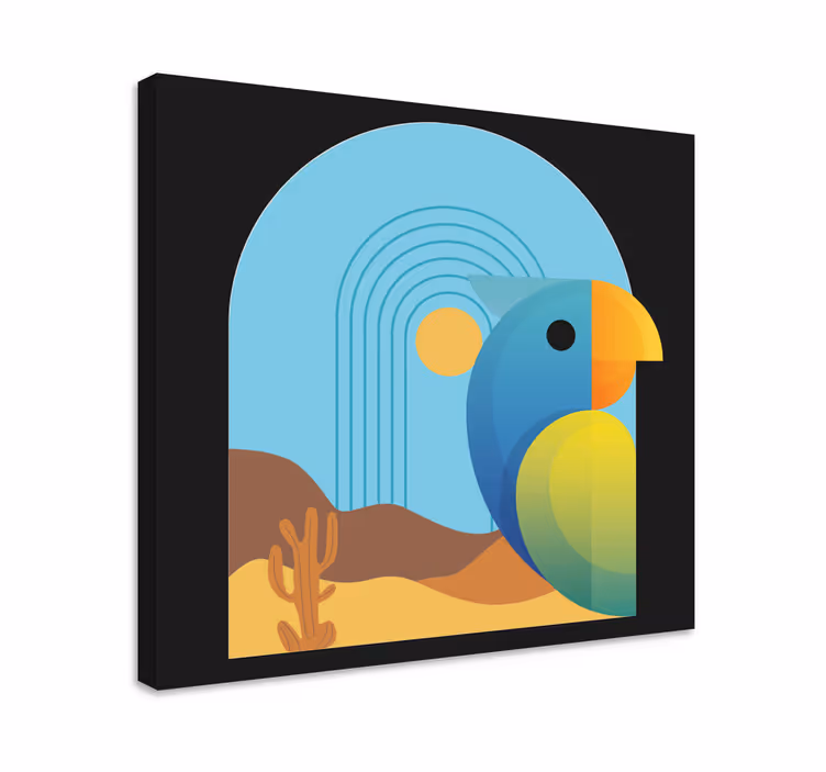 Quadro de pássaros Papagaio abstrato ao pôr do sol - TenStickers
