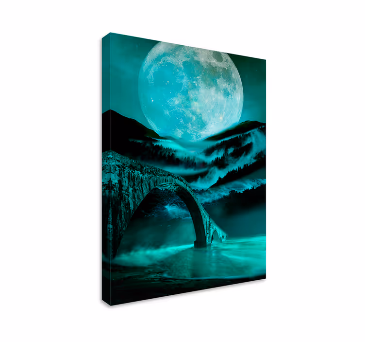 Quadro de paisagem ponte sob a luz da lua - TenStickers