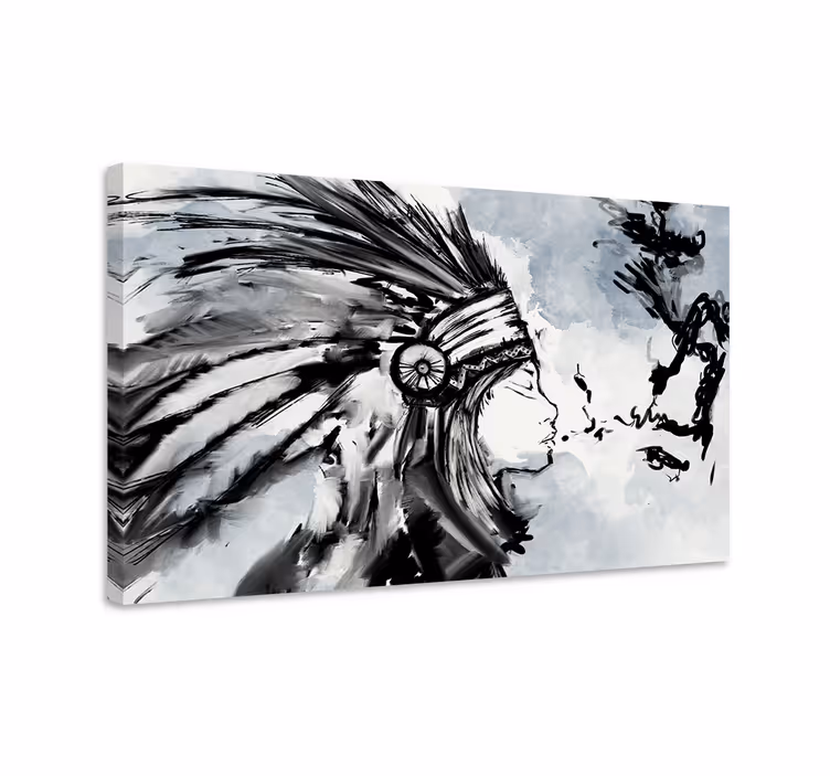 Quadros decorativos personagens perfil nativo americano - TenStickers