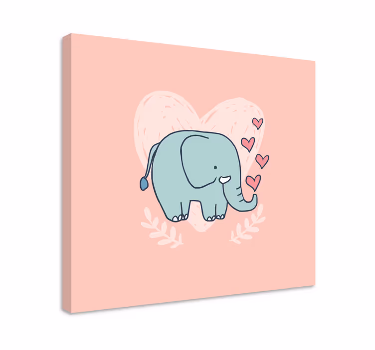 Quadro para bebê Elefante fofo soprando corações pelo focinho - TenStickers