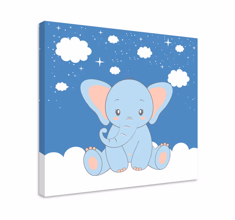 Quadro para bebê Bebê fofo desenho de elefante azul - TenStickers
