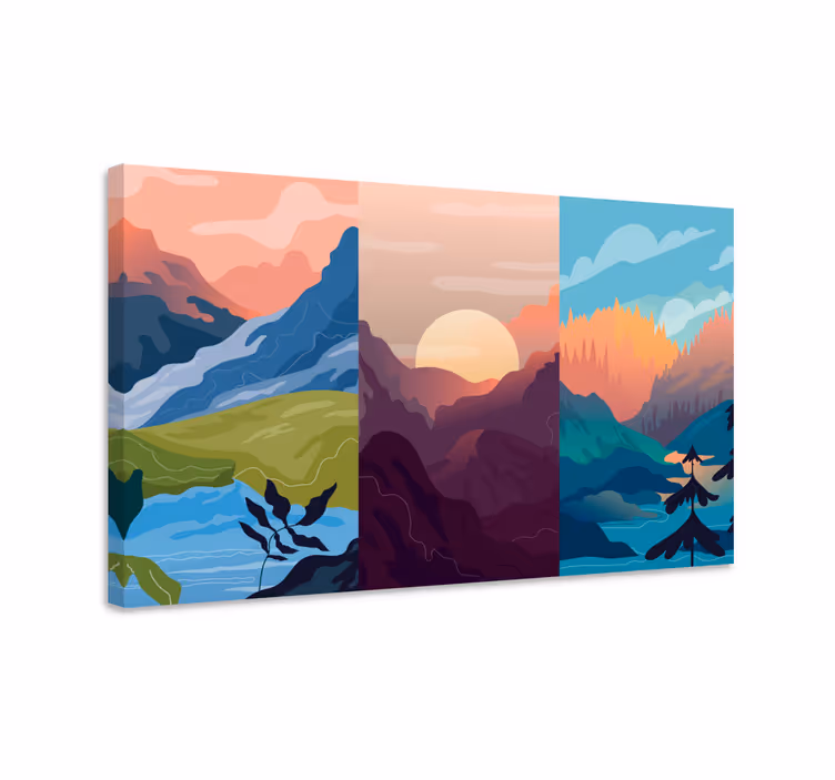 Quadro de paisagem cena do nascer do sol nas montanhas - TenStickers