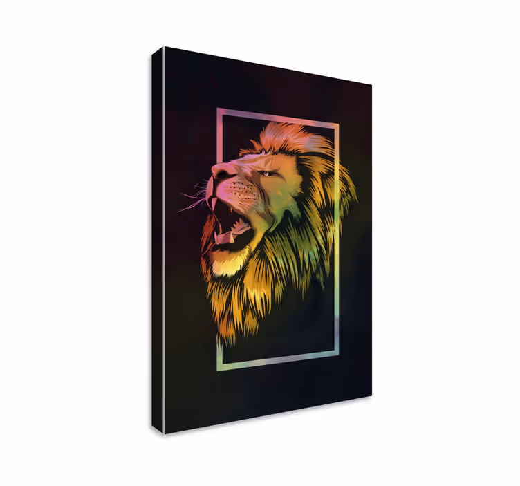Quadro animais rugido majestoso de leão - TenStickers