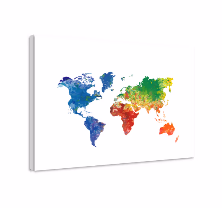 Quadro mapa mundi mapa mundi colorido - TenStickers