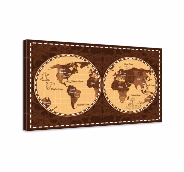 Quadro mapa mundi atlas global retrô - TenStickers