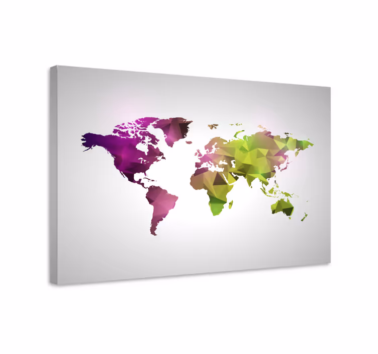 Quadro mapa mundi mapa mundi poligonal - TenStickers