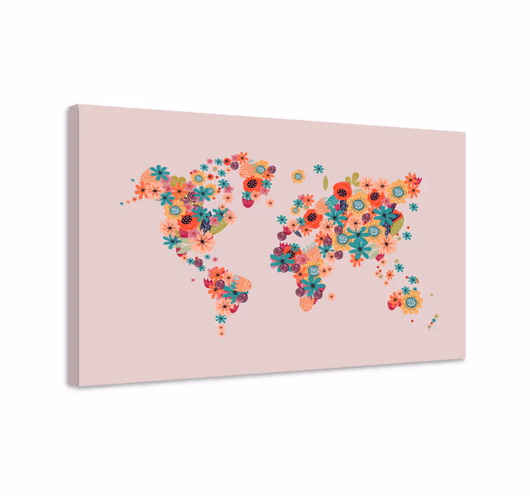 Quadro mapa mundi mapa mundi floral - TenStickers