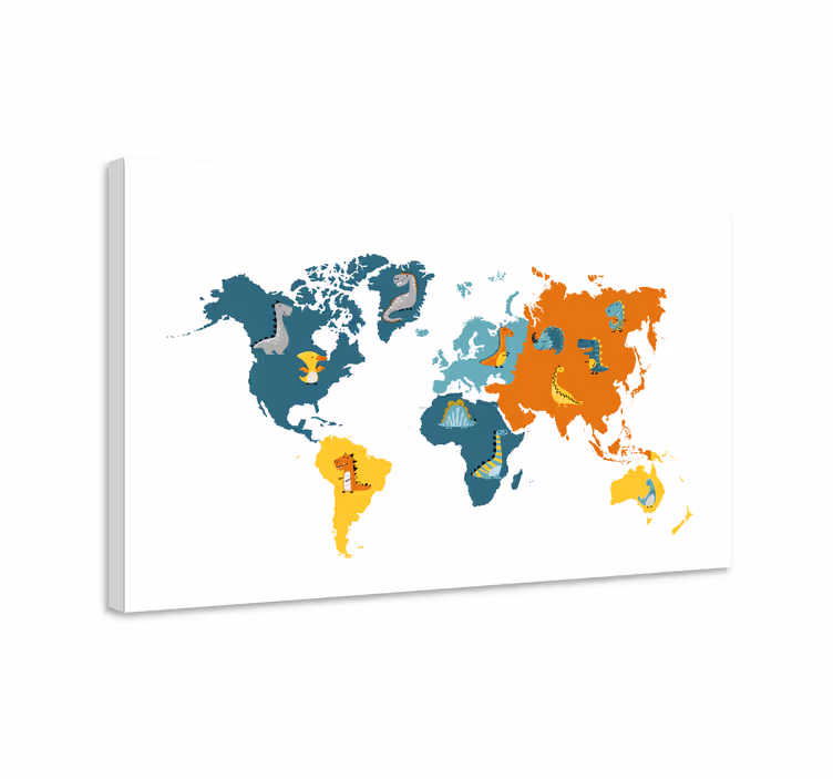 Quadro mapa mundi mapa de animais interativo - TenStickers