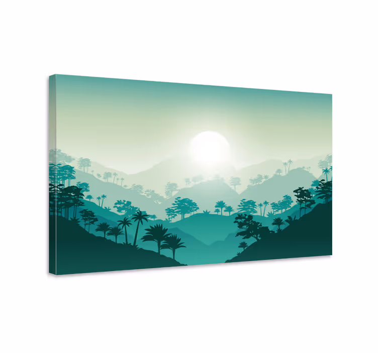 Quadro de paisagem amanhecer nas montanhas nebulosas - TenStickers