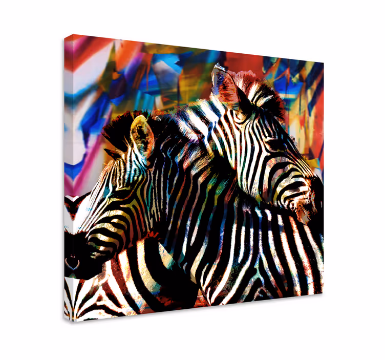 Quadro animais par de zebras coloridas - TenStickers