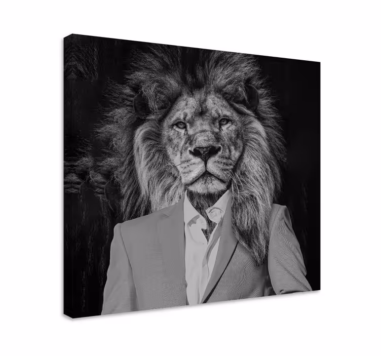 Quadro animais leão de terno - TenStickers