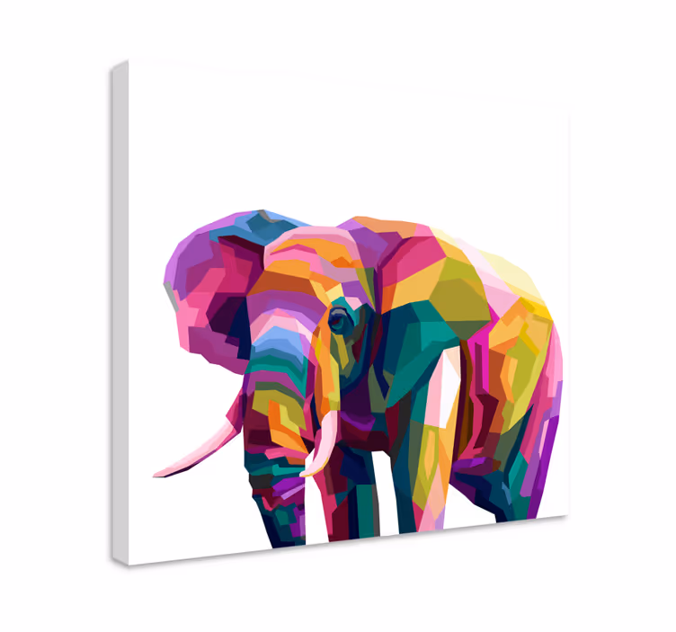 Quadro de elefantes Elefante multicolor realista - TenStickers
