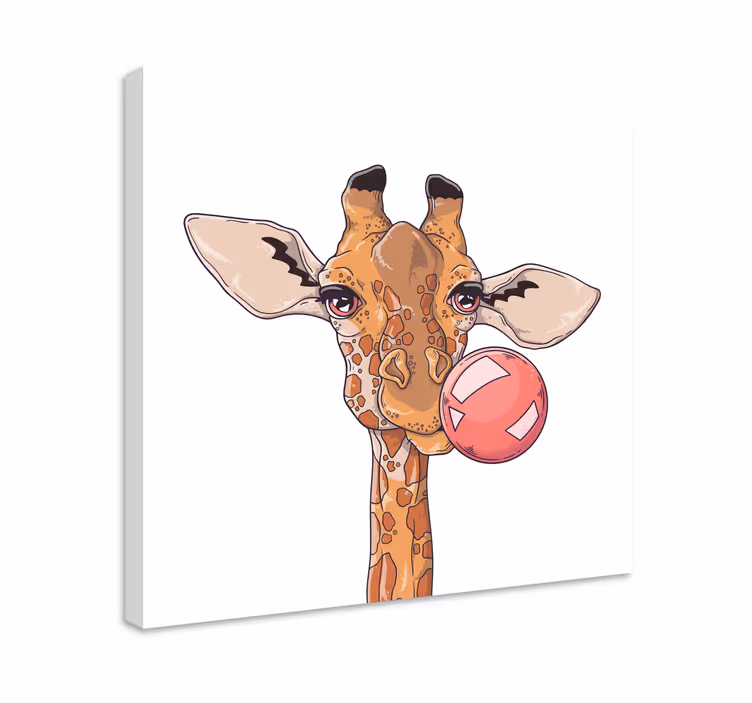 Quadro animais Girafa com chiclete - TenStickers