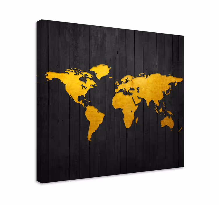 Quadro mapa mundi Dourado escuro - TenStickers