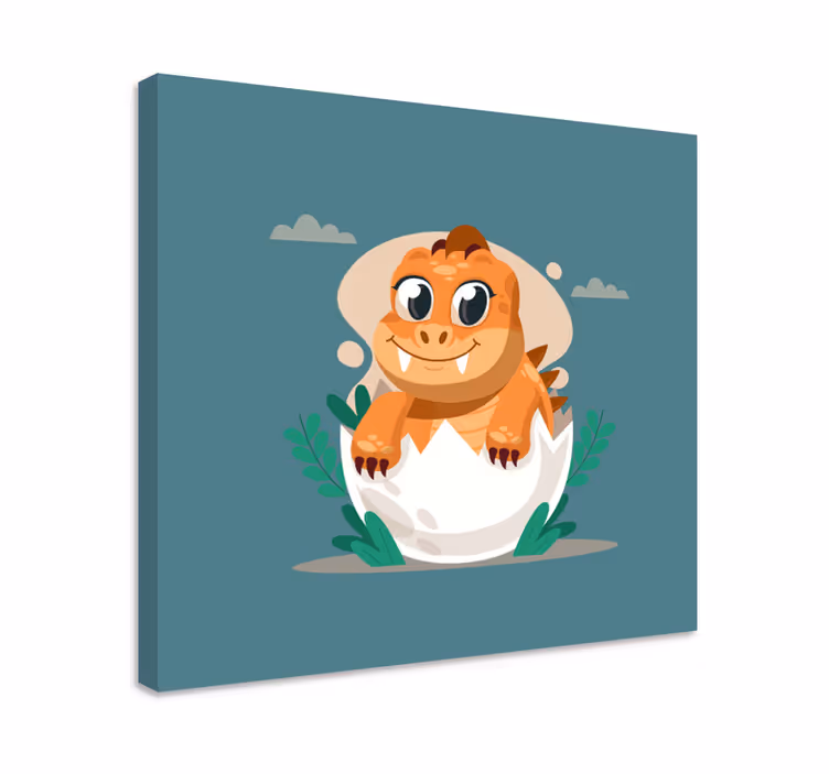 Quadro de dinossauro fofinho saindo do ovo - TenStickers