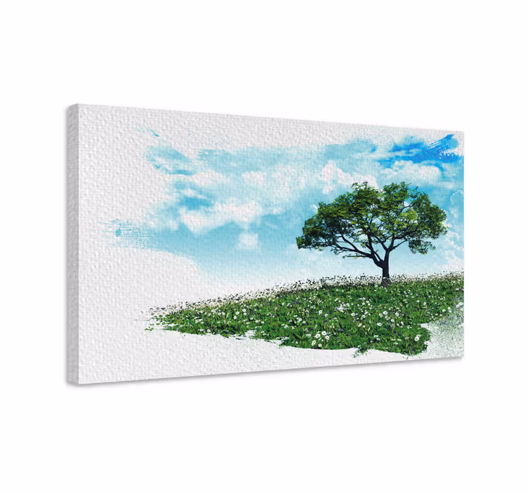 Quadro de árvores Árvore verde sozinha - TenStickers