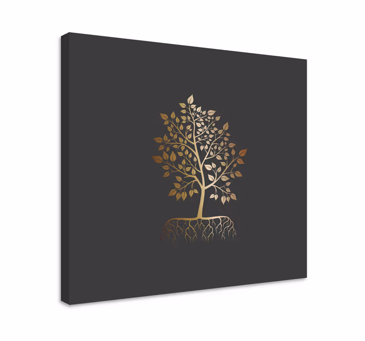 Quadro de árvores Ouro com raízes - TenStickers