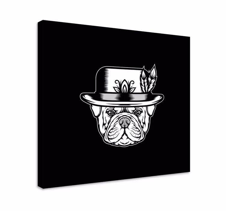 Quadro de cães Bulldog em fundo preto - TenStickers