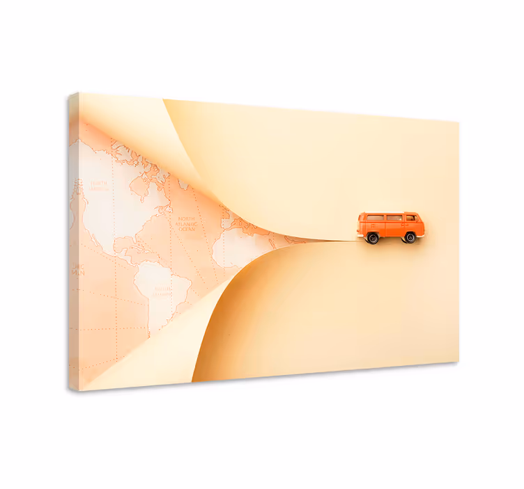 Quadro de cidade furgão laranja viajante - TenStickers