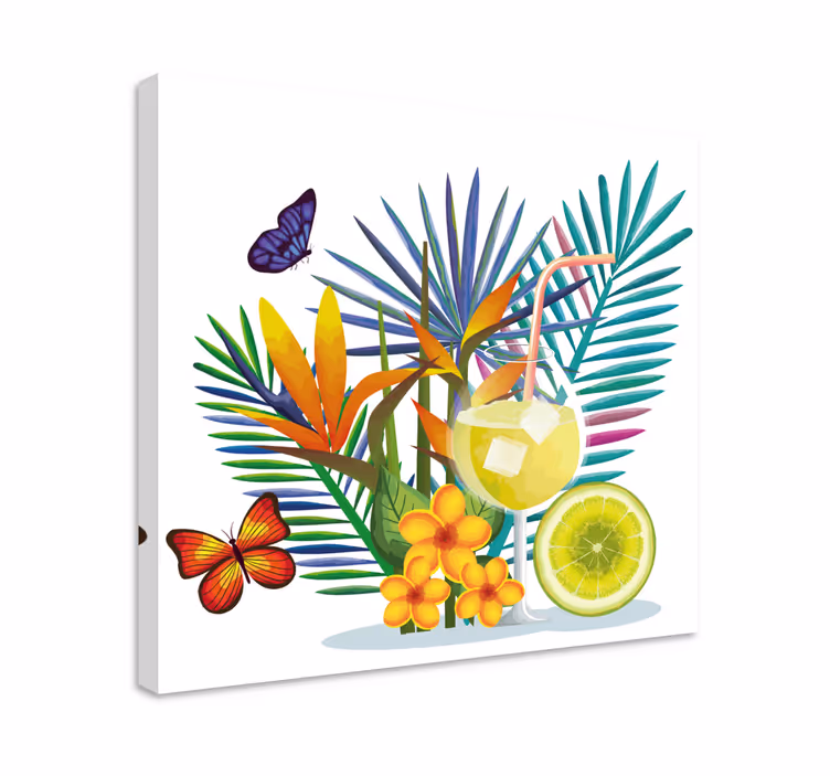 Quadro de flores arranjo de bebidas tropicais - TenStickers