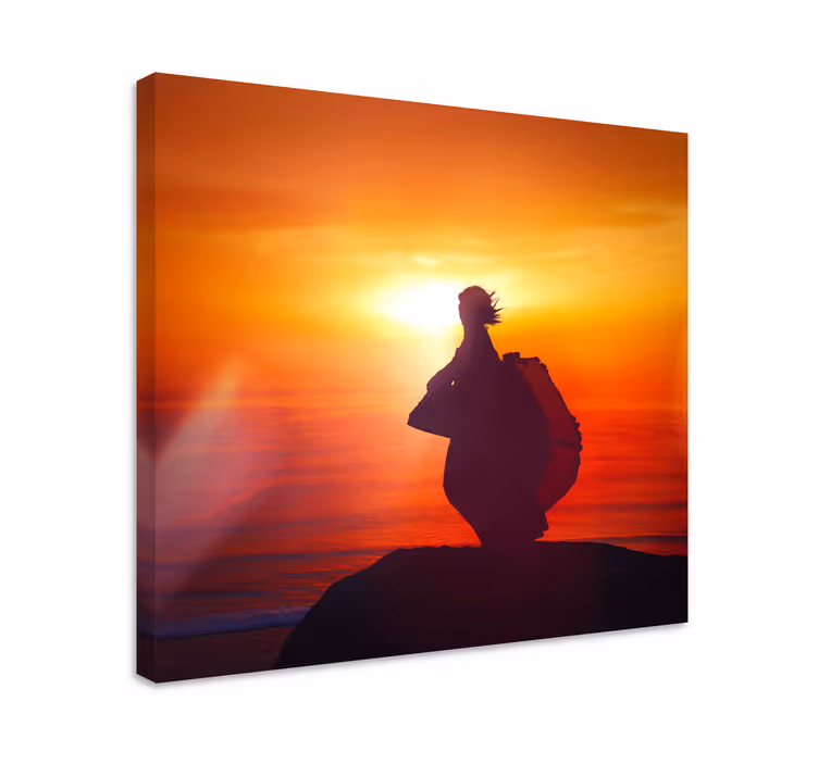 Quadro decorativo abstrato silhueta ao pôr do sol - TenStickers