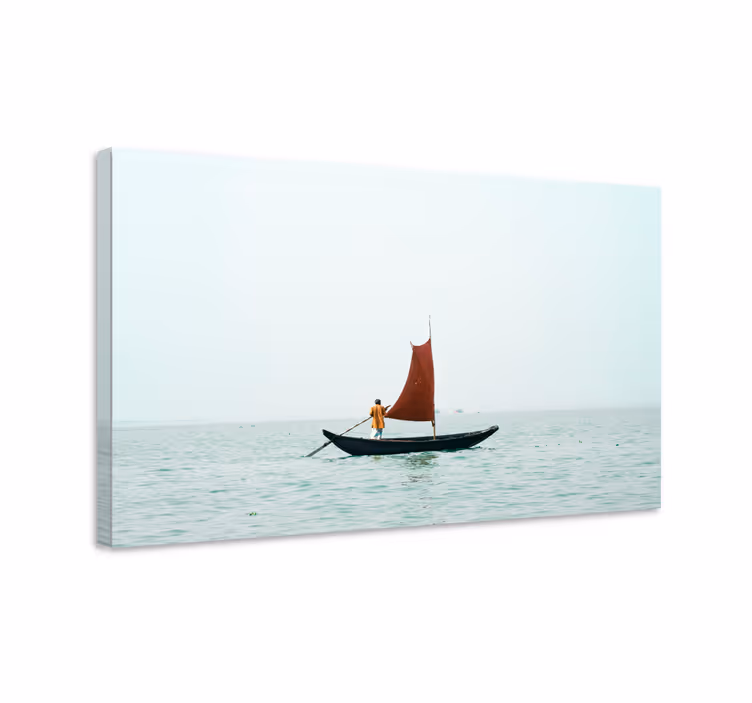 Quadro de paisagem navegando com vela vermelha - TenStickers