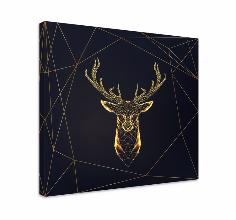 Quadro nórdico Veado geométrico com ouro - TenStickers