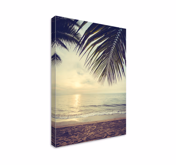 Quadro nórdico Folha de planta abstrata na praia - TenStickers