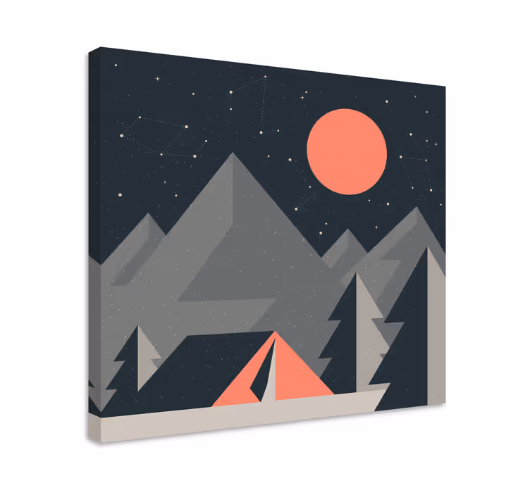 Quadro de paisage cena de camping na montanha - TenStickers