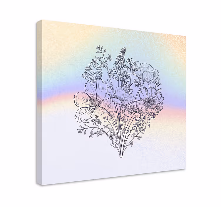 Quadro de flores contorno de buquê floral - TenStickers