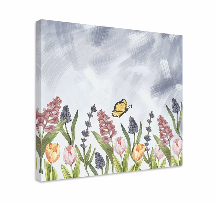 Quadro de flores borboleta entre flores - TenStickers