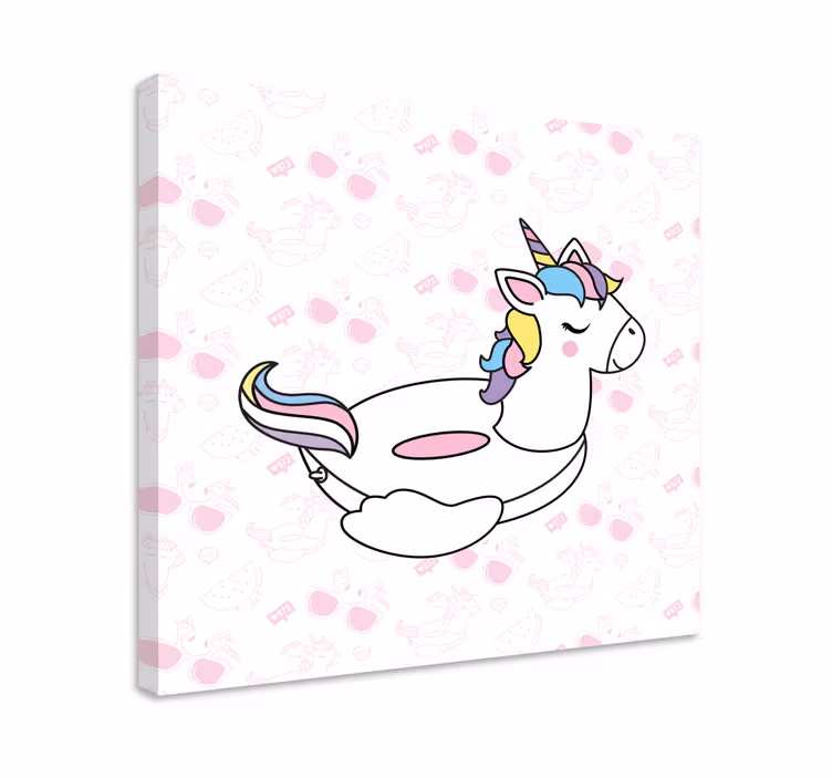 Quadro unicórnio com óculos de sol rosa - TenStickers