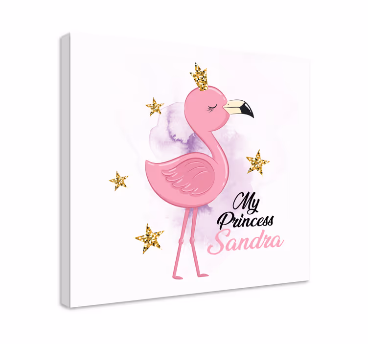 Quadro animais minha princesa flamingo com nome - TenStickers
