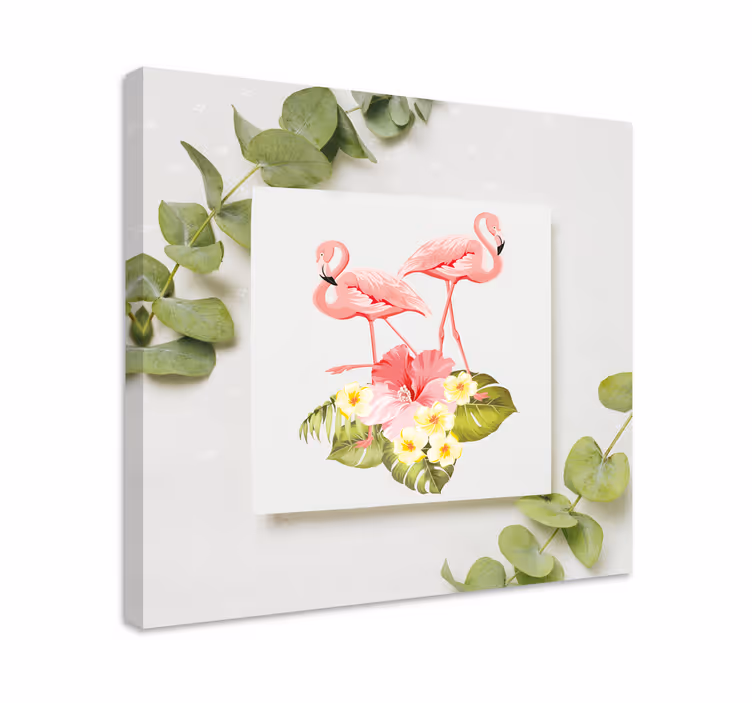 Quadro de flores flamingos e hibiscos - TenStickers