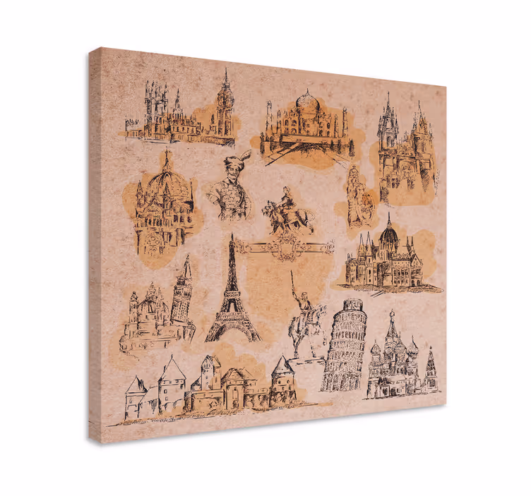 Quadro de cidade coleção de monumentos históricos - TenStickers