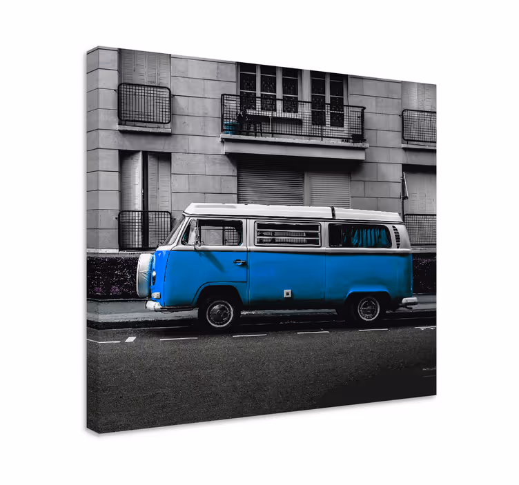 Quadro de cidade furgão azul clássico - TenStickers
