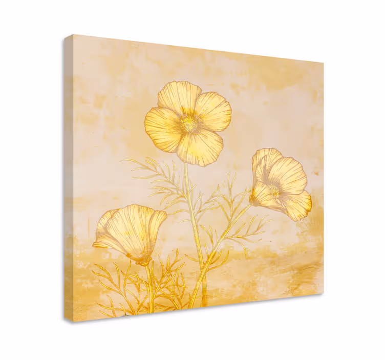 Quadro de flores composição flores douradas - TenStickers