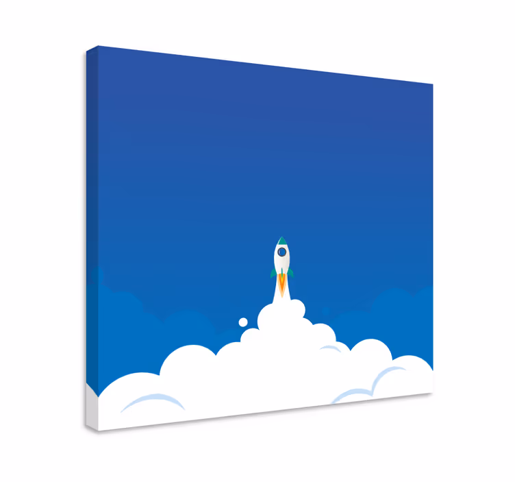 Quadro de dinossauro aventura de lançamento de foguete - TenStickers