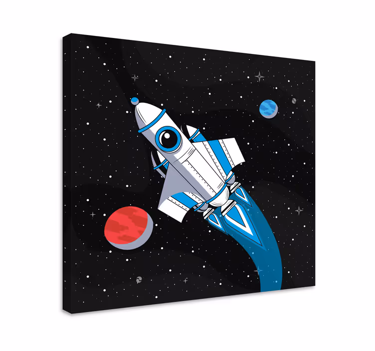 Quadro videogame foguete no espaço - TenStickers