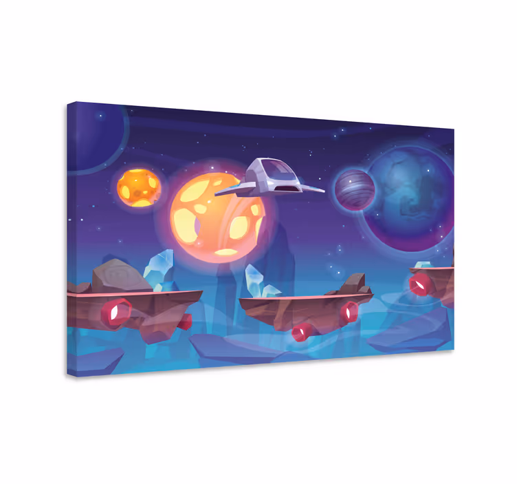 Quadro videogame cena de aventura espacial - TenStickers