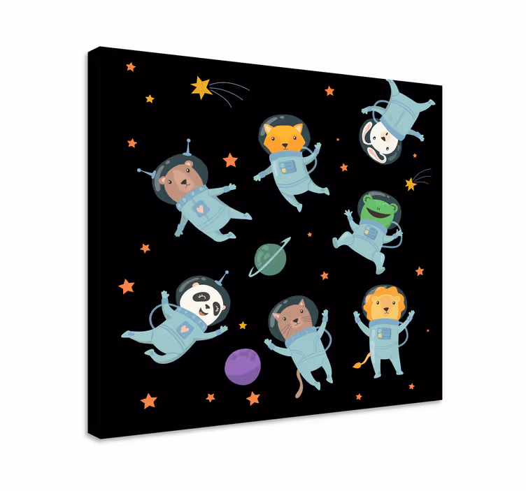 Quadro animais aventura cósmica dos animais - TenStickers