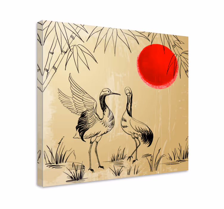Quadro com mandala grullas e sol - TenStickers